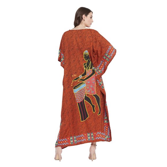 Gypsie Blu Plus Size Polyester Caftan Maxi V-Neck Dress Kimono Sleeve for Womens - Picture 9 of 10